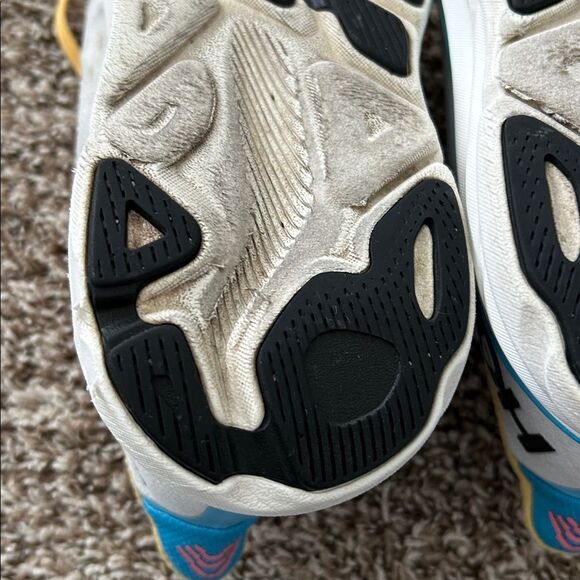 Hoka One One Clifton 9 White and Yellow Athletic Shoes - Picture 12 of 15